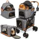 Double Pet Stroller with Detachable Carriers - Ideal for 2 Dogs or Cats - Compact & Convenient Design - Easy Assembly Double Dog Stroller - Graphite Gray