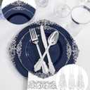 Hioasis 175pcs Blue and Silver Plastic Plates - Elegant Disposable Dinnerware Set Suitable for 25 Guests Include 10.25" Dinner & 7.5" Dessert Plates, Cutlery, Napkins, Cups for Party & Wedding