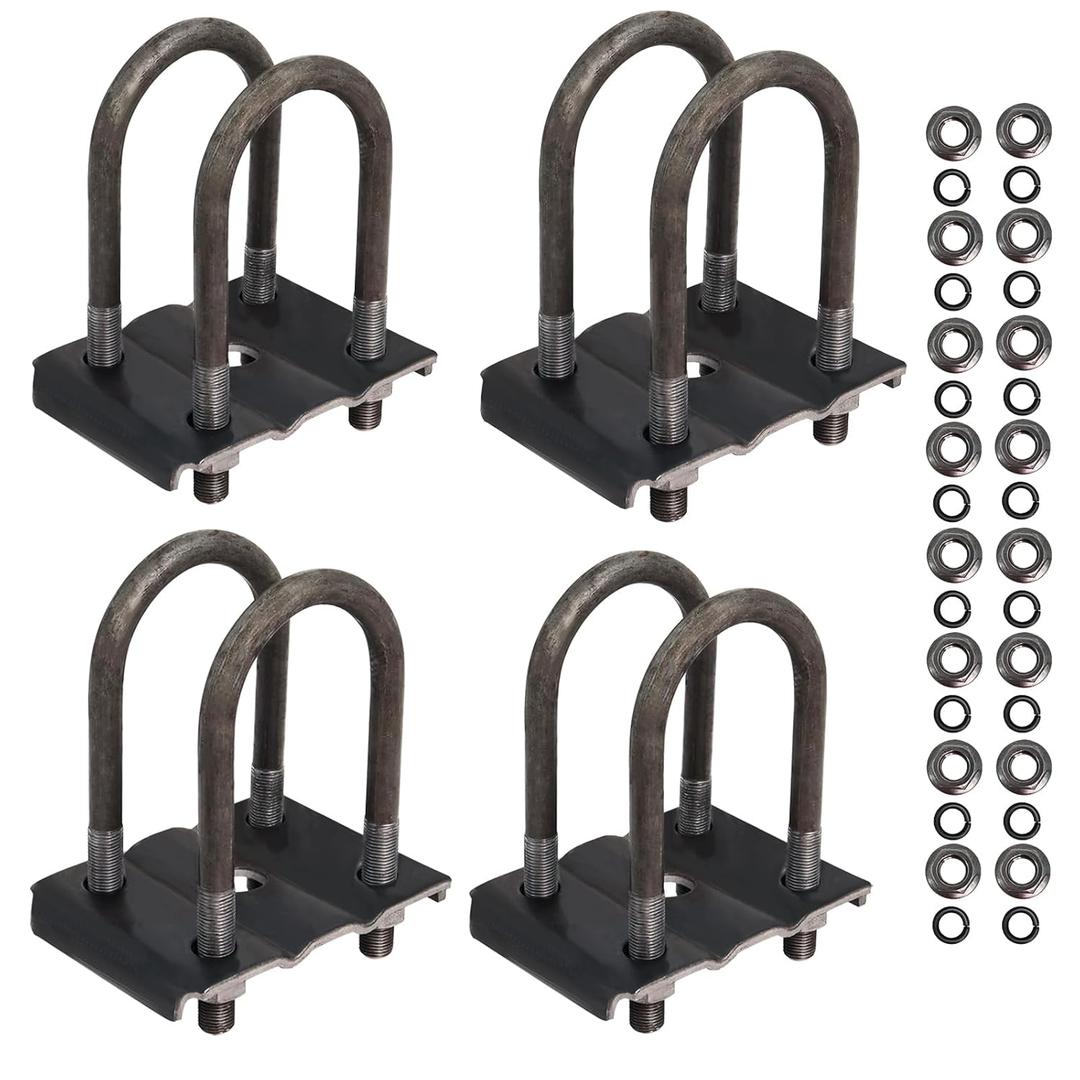 Trailer U Bolt Kit, 5-1/2" Trailer Axle U Bolts for 3500 lbs 2-3/8" Round Axle, 1/2 Diameter, 2" Thread Pitch by MCCKLE (2 Pack)