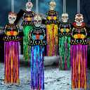 6 Pieces Day of The Dead Decorations 3 Ft Dia De Los Muertos Hanging Sugar Skull Decors Mexican Fiesta Halloween Day of The Dead Party Favor Supplies Dia Muertos Exterior Indoor Home Decor (Novelty)