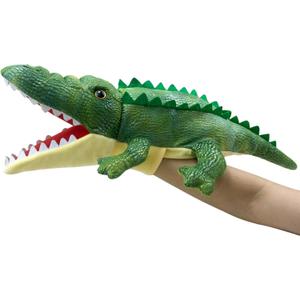 okegztoa Hand Puppet Crocodile Puppet,Puppet with Movable Mouth, Role Play Story Animal Puppets,Soft Stuffed Crocodile Hand Puppets for Kids (Green Alligator)