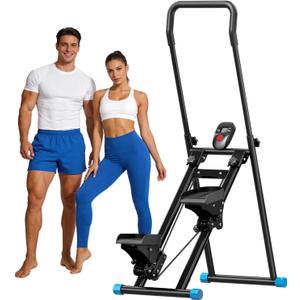 3-Level Adjustable Cardio Stair Stepper for Home, Folding Vertical Stair Stepper with Non-Slip Pedals & LCD Monitor, Portable Stair Stepper with Resistance & Handlebar, Supports 350 LBS, Unisex