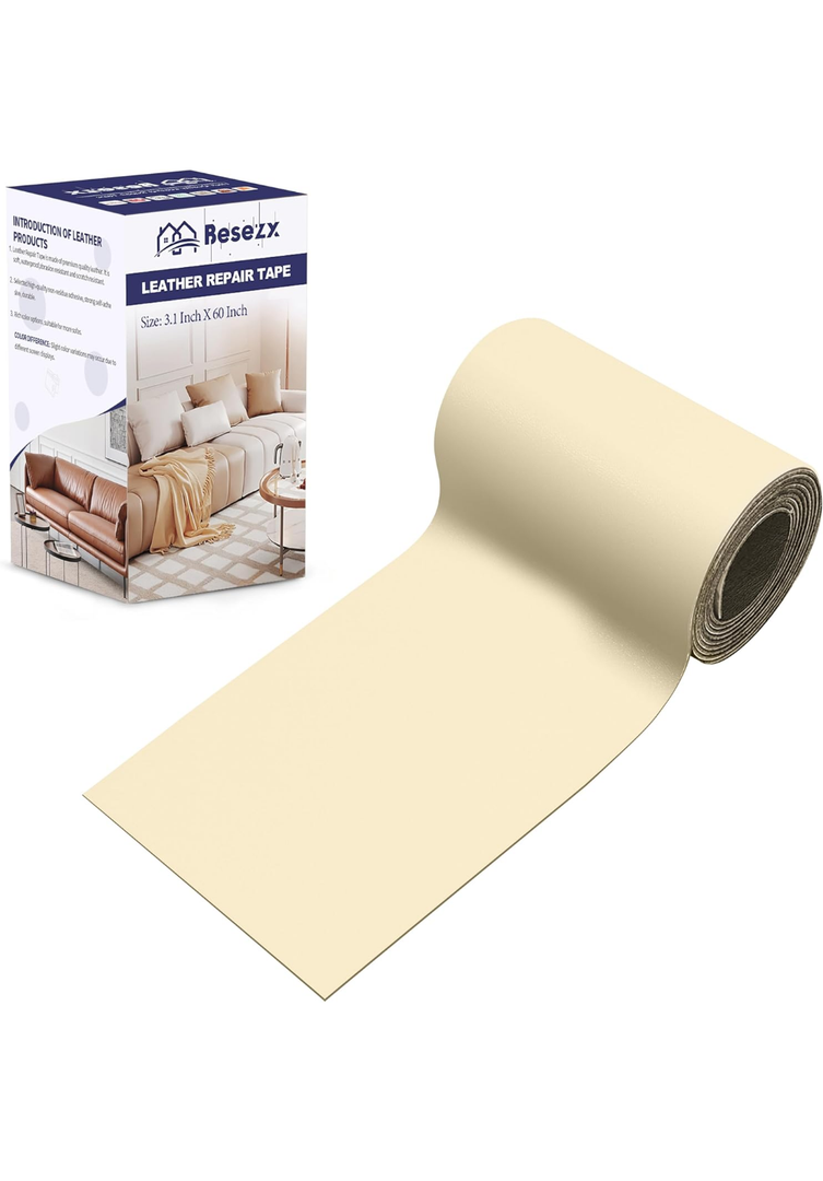 Besezx Leather Repair Patch Tape Kit, Self Adhesive Leather Repair for Furniture, Couch, Sofa, Car Seats,Office Chair,Vinyl Repair Kit.3.1inx60in