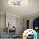 24in Low Profile Ceiling Fans with Lights and Remote, 3000-6500K Dimmable LED Fan Light, Flush Mount Bedroom Ceiling Fan, 6 Wind Speeds Bladeless fandelier with APP for Kitchen Balcony Office Gym