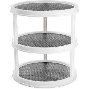 Yesland 3 Tier Lazy Susan Turntable - 12'' Round Tiered Rotating Kitchen Spice Organizer and Non-Skid Organization Storage Container - Tiered Tray for Fruit, Snacks, Cosmetic, Pantry, Bathroom(Grey)