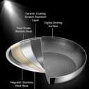 14-Inch Nonstick Hybrid Frying Pan with Lid, Ceramic Coated Tri-Ply Stainless Steel Induction Chef's Pan, Large Skillet, PFOA Free, Oven & Dishwasher Safe for All Stoves, Detachable Handle