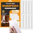 Anti Door Slam 30PCS, Door Slam Silencer, Clear Cabinet Door Bumpers, Rubber Bumpers Self Adhesive 2.5x0.4x0.08 inches (30pcs Medium Thin)