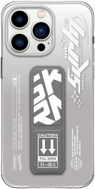 SKINARMA Cosmo iPhone 15 Pro Case with Grip Stand (Grey Clear)