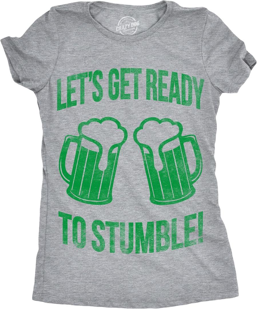 Womens Funny St Patricks Day T Shirts for Girls Cute Tees for Saint Patricks Day (Gray, XL)