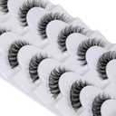 False Eyelashes Wispy Natural C Curl Strip Lashes Transparent Lash Bands Fluffy Cat Eye Lashes 7 Pairs by Yawamica