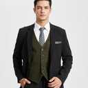 HISDERN Men's Suit Vest Plaid Dress Vest for Men Slim Fit Formal Business Waistcoat Tuxedo V-Neck Solid Vest for Wedding (Medium)