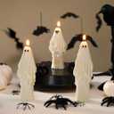 Nuanchu 3 Pcs Halloween Ghost Decor Ghost Candles Gothic Decoration Indoor Gift for Mantel Halloween Table Centerpiece Cute Goth Taper Candle Spooky Tabletop Novelty Party Favor Basket Stuffer