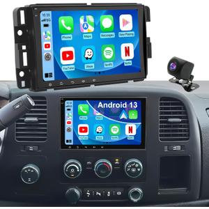 Car Radio for GMC Sierra 1500/2500/3500 2007-2013, Chevrolet Chevy Silverado 1500/2500/3500 2007-2013, Yukon 2007-2014, Impala 2007-2013, 8'' Carplay Touch Screen Android Auto Stereo, GPS FM BT Camera