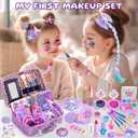 Hohosunlar Kids Makeup for Toddlers Toys, Washable Make Up Set Non-Toxic Mermaid Toys for Girls, Kids Hair, Nail Polish, Brushes, Purse Accessories, Princess Christmas Birthday Gift Toys for Girls 3+, Child-size