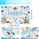Cowboy Baby Shower Backdrops A Little Cowboy is On The Way for Boy Blue Wild West Theme Baby Shower Western Vintage Rodeo Ranch Cow Party Decorations70.8in*43.3in
