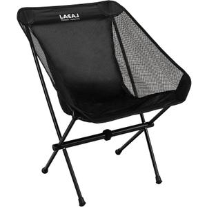 Ultra-Light Folding Camping Chair, All-Aluminum Frame, Surper Breathable Fabric, Easy to Carry, Compact Storage Size (1, Black)