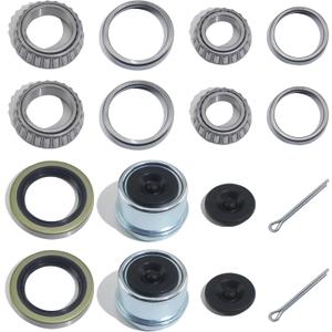 2Sets L68149 L44649 Trailer Axle Hub Bearings Kits with 171255TB Grease Seals, 1.98'' Trailer Dust Caps & Cotter Pins for 3500 lbs 1-3/8'' to 1-1/16'' #84 Spindle