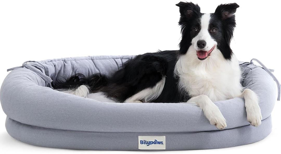 Orthopedic Dog Bed for Large Dogs, Pet Sofa Bed with Egg Crate Foam, 4-Sided Bolster, Removable Washable Cover & Anti-Slip Bottom, X-Large Gray