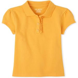 The Children's Place Girl's Short Sleeve Ruffle Pique Polo Shirt (X-Large, Yellow Pencil)
