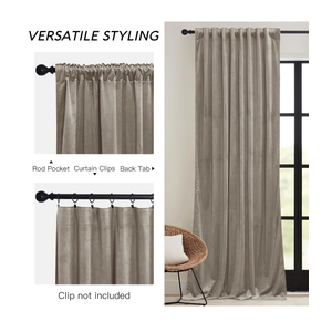 Velvet Curtains 96×62 inches Length Brown 1 Pack