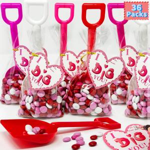 36 Pack Valentine's Day Cards with Plastic Shovels and Bags for Kids School Classroom Exchange, I DIG You Non-Candy Valentine Gifts for Boys Girls, Toddler Winter Holiday Sandbox Toy Party Favors