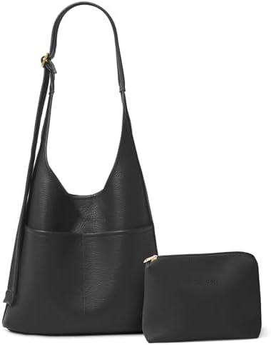 WOOMADA Hobo Bags for Women Ultra Soft Foldable Shoulder Slouchy Handbags with Coin Purse & Adjustable Strap, Black