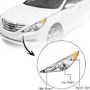 Headlights Headlamp Replacement for Sonata 2011-2014 Projector Headlight Clear Lens Amber Corner Pair Left and Right Side Replacement for HY2502159 HY2503159