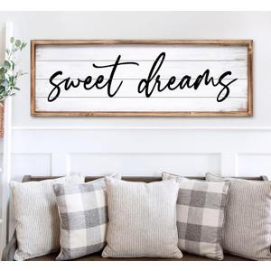 Sweet Dreams Wall Decor Above Bed 42''15'' Large Bedroom Wall Sign Farmhouse Bedroom Sign Wood Framed Guest Room Decor Master Bedroom Wall Decoration