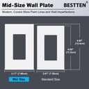 [20 Pack] BESTTEN 1 Gang Mid-Size Screwless Outlet Cover, Midway Decorative Wall Plate, USWP6 Gloss Snow White, Midsize H4.88" x W3.11"