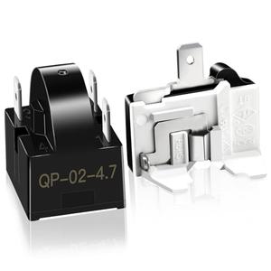 Refrigerator Starter Relay Set, 3 Pin 4.7 Ohm PTC Fridge Compressor Starter with 1/2HP Refrigerator Overload Protector Kit Universal Coolers Replacement Parts Accessories for Freezer Wine Cooler