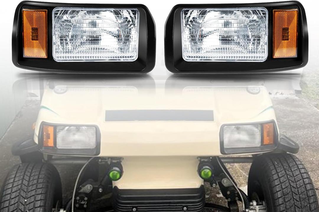 Halogen Headlights for 1993 Up Club Car Ds Passenger and Driver Side Factory Style OEM 101988002 101988001 Replace 12V Head Lights Kit Assembly