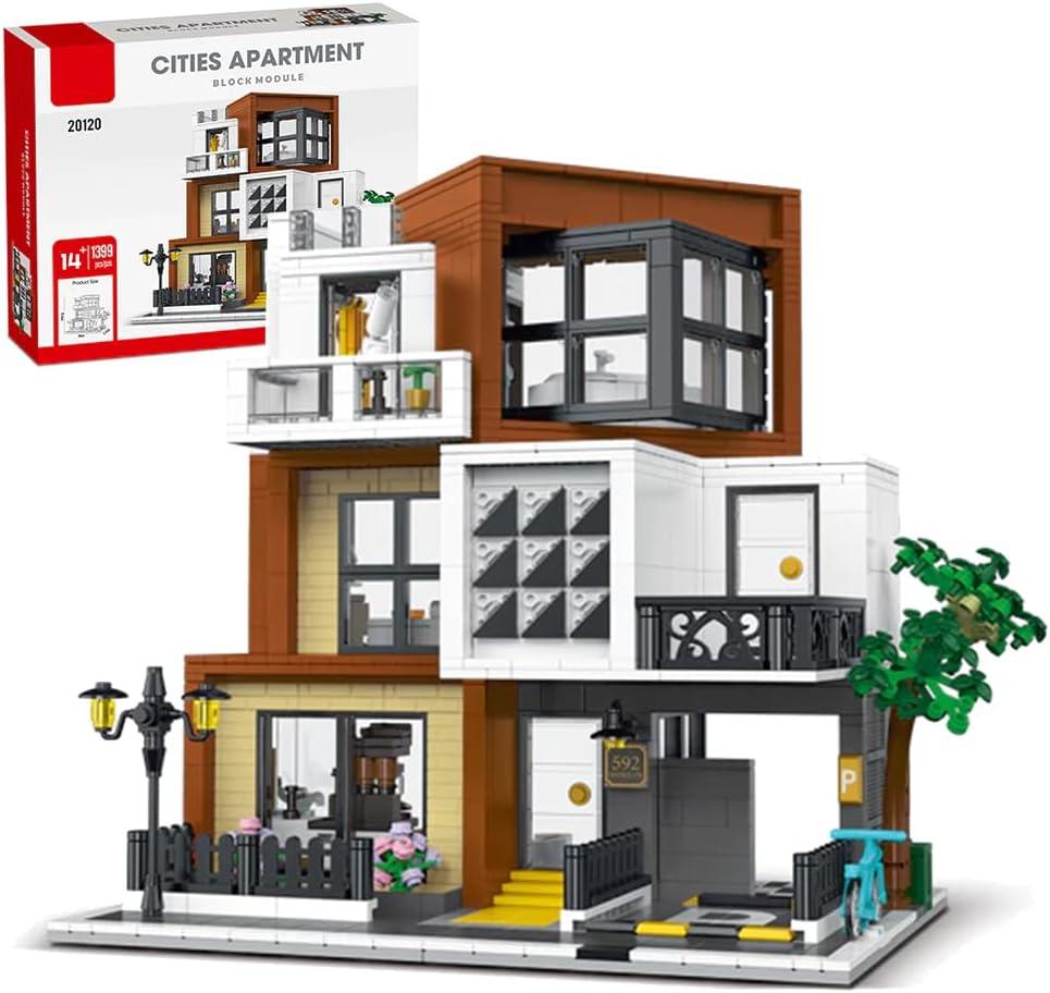 Modern House Building Set, Modern Cubist Villa Modular City Building Blocks MOC Bricks Set,Compatible with City Sets and Other Major Brands,Adults and Girls Aged 14+ (1399 PCS)