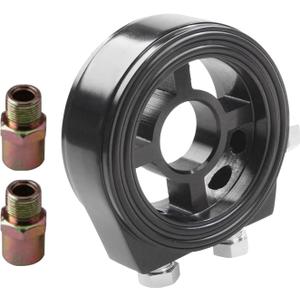 Oil Filter Sandwich Plate Thread Adapter, Universal Aluminum Oil Pressure Temperature Sensors Adapter Kit 3/4NPT, M20 x 1.5(COLOR:black)