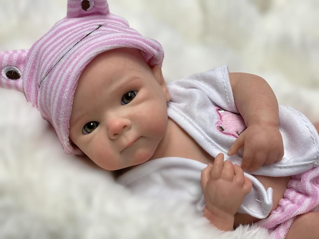 Gileutay 12in Lifelike Silicone Baby Doll Full Body Girl Realistic Newborn Doll Real Life Silicone Reborn Baby Anatomically Correct