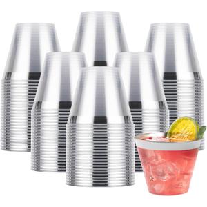 Goodluck 200PCS 9oz Plastic Cups for Party, Disposable Silver Cups, Plastic Cocktail Glasses for Wedding Thanksgiving, Christmas, and Parties