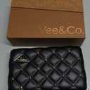 Vee Travel Jewelry Box Organizer,Diamond Quilted Leather Travel Jewelry Case,Jewelry Organiser for Bracelets/Rings/Necklaces,Gift for Women and Girls (Black)