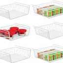 6 PACK Hanging Under Shelf Storage Basket Kitchen Cabinet Organizer Storage, Slides Under Wire Shelves for Counter Pantry Desk Bookshelf, White