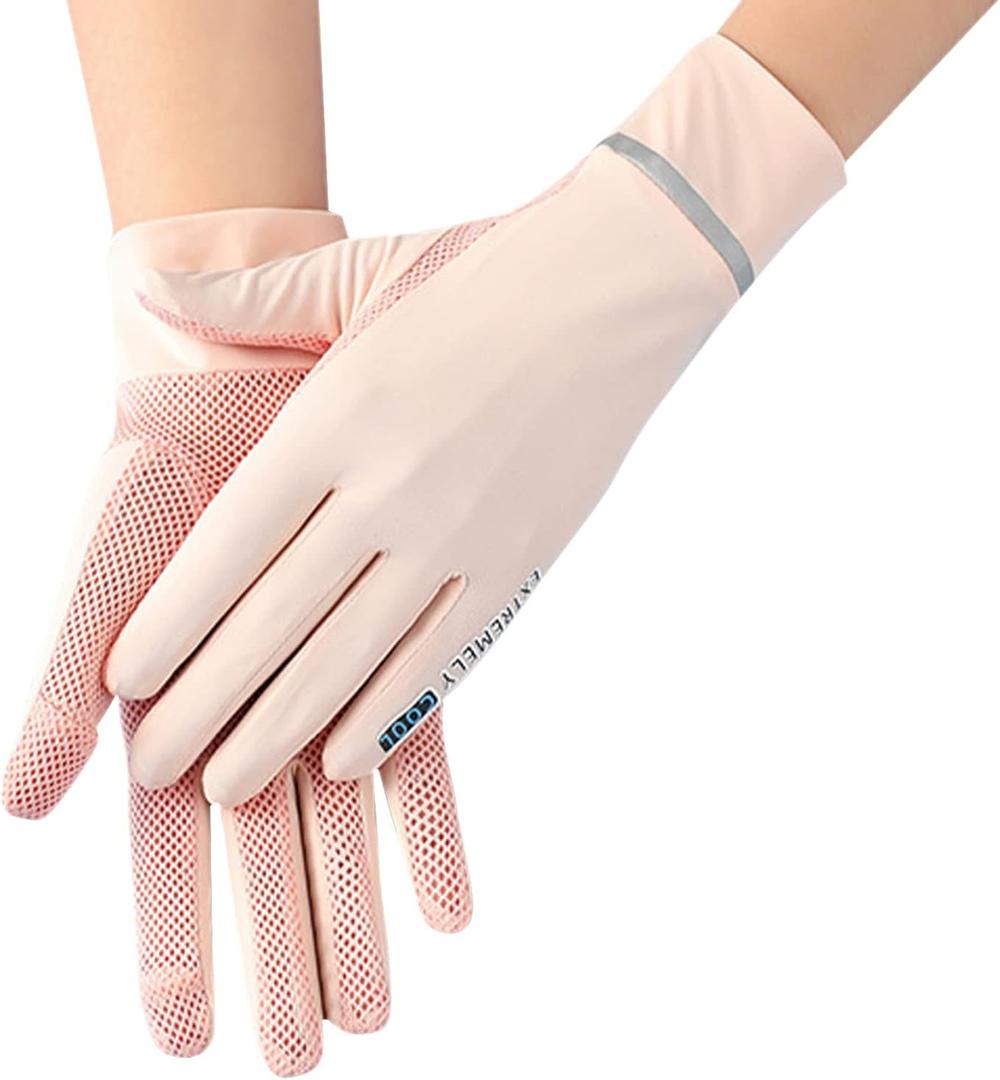 IPENNY Women Summer UPF 50+ UV Sun Protection Gloves 2 Fingers Flip Mesh Cooling Breathable Touchscreen Anti Slip Mittens, One Size