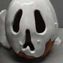 Halloween Decorations - 11" H Resin Ghost Pumpkin with Flameless Candle for Indoor Outdoor - Cute Spooky Decoration Tables Centerpieces Halloween Decor for Porch Home Front Door Mantel