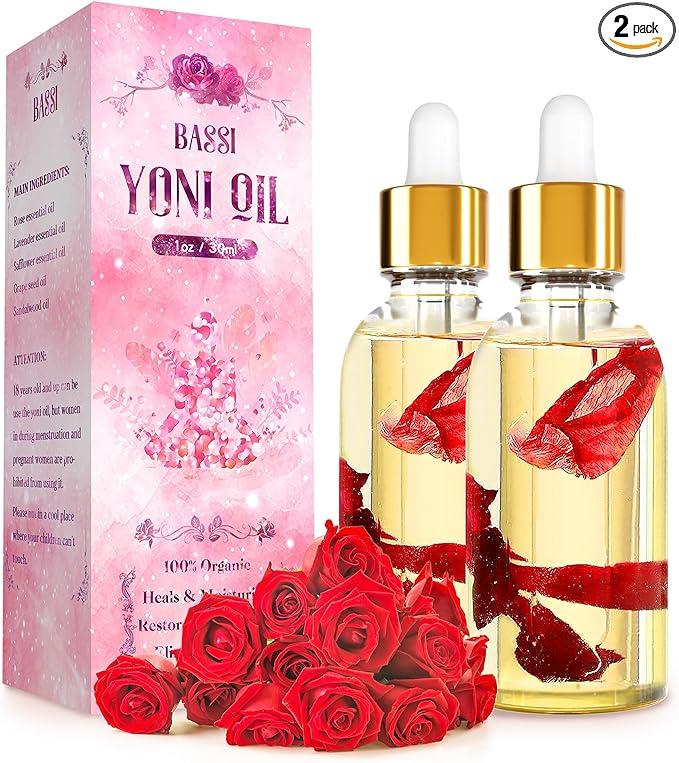 2 Pack Yoni Oil Organic Feminine Oil for Women pH Balance - Feminine Deodorant -Vaginal Moisturizer -Eliminates Odor with Rose Essential Oil, All Natural Yoni Essential Oil, 1 fl oz/pc