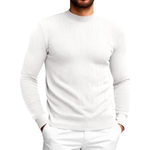 Runcati Mens Mock Turtleneck Sweater Slim Fit Casual Ribbed Knitted Pullover Fall Winter Basic Warm Sweaters (Beige)