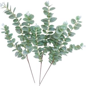 Green Fake Eucalyptus Faux Greenery Stems Silk Plants 32" Tall Leaves Olive Branches for Vases Home Decor Floral Arrangements Indoor Wedding Flowers (B:3pcs 31" Tall Grey Green Eucalyptus)