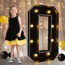 Pooqla 3 FT 4 FT Marquee Light Up Letters, Black Giant Letter Sign Marquee Letter Lights, Big Mosaic Letters Numbers for Balloons Birthday Party Anniversary Wedding Decorations, 3FT Number 0