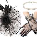 Cizoe Fascinators Hat for Women Tea Party Headband Kentucky Derby Wedding Flower Cocktail Mesh Feathers Hair Clip (Black)