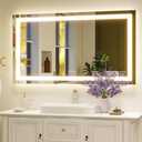 XRAMFY 36"X48"LED Bathroom Mirror, Backlit + Front Lit Wall Mirror | LED Bathroom Mirror with Lights for Wall, 3 Colors, Anti-Fog, Dimmable Brightness, Tempered Glass