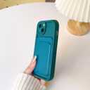 Lovmooful Compatible for iPhone 14 Case Cute Color Card Holder Design for Girls Women Soft TPU More Shockproof Protective Girly for iPhone 14 Case-Deep Blue