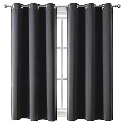 ChrisDowa Grommet Blackout Curtains for Bedroom and Living Room - 2 Panels Set Thermal Insulated Room Darkening Curtains (Dark Grey, 42 x 63 Inch)