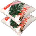 bassyil Christmas Tree Watercolor Throw Pillow Covers Decorative Linen Pillow Cases Set of 2 Square Cushion Cover for Couch Sofa Bedroom Patio 18x18 Inch