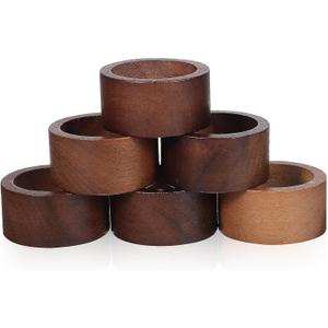 IMIKEYA Napkin Rings: 6 Pcs Wood Napkin Rings Set Wood Napkin Holders Dining Table Napkin Holder Christmas Buckles for Festive Party Wedding Farmhouse Home Decor