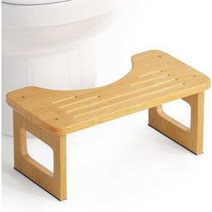 AmazerBath Bamboo Toilet Stool, Squat Potty Stool for Adults, NonSlip Pooping Stools for Bathroom, Portable Potty Step Foot Stools, Assembly Required, 6.8''